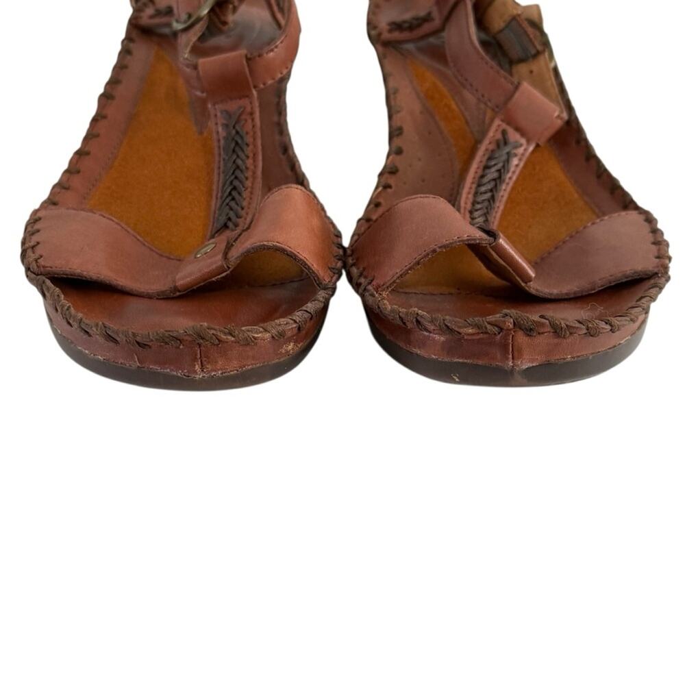 Ariat 6.5 Brown Leather Slingback Wedge Sandals Comfort Casual Western - Picture 4 of 8
